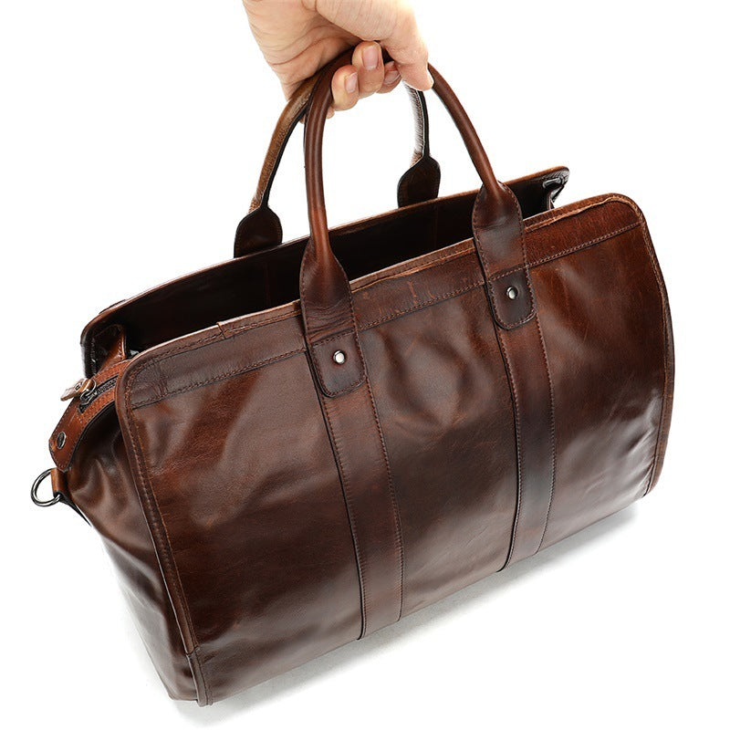 first layer cowhide retro large capacity travel bag