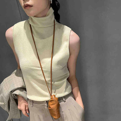 Hanging Neck Cowhide Cloud Coin Purse Earphone Bag