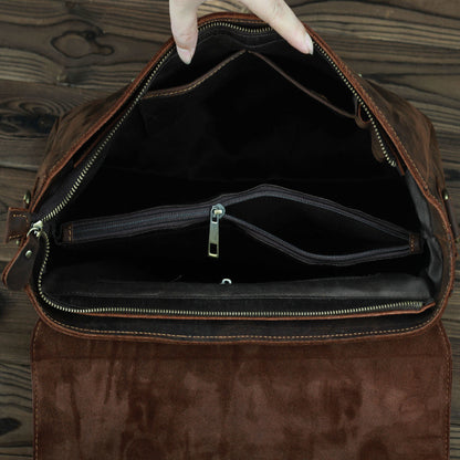 retro first layer cowhide one shoulder messenger bag