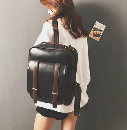 vintage british shoulder bag female new wild soft leather simple college wind large capacity student bag