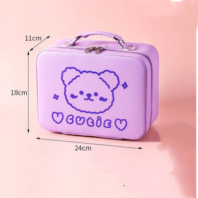 super fire cosmetic bag portable travel large capacity girl heart cute suitcase