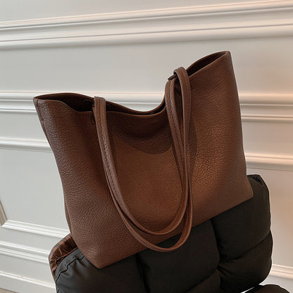 all match casual soft leather large capacity shoulder bag