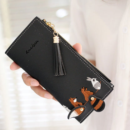 cute japanese girls heart long wallet thin female card holder