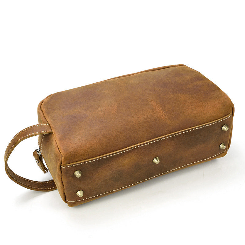 large capacity vintage top layer cowhide storage bag