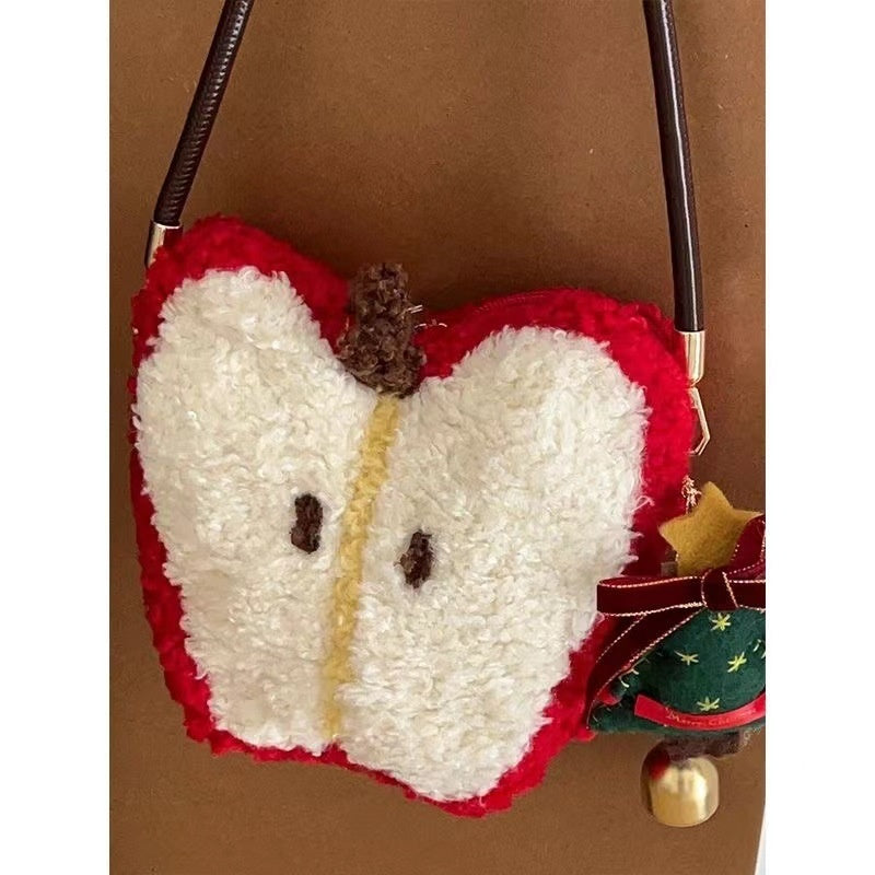 christmas plush crossbody shoulder bag
