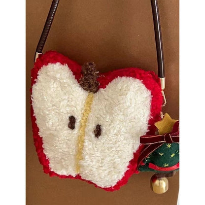 christmas plush crossbody shoulder bag