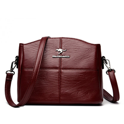 Korean-style Womens Shoulder Soft Leather Versatile Design Large Capacity And Embroidered Crossbody Bag