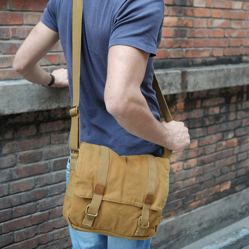 fashion mens portable retro canvas shoulder bag