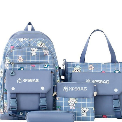 Backpack Primary School Girls Schoolbag Women's Four-piece Set