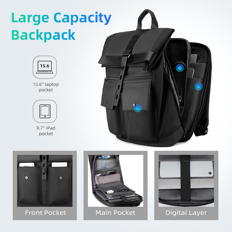 mens casual business backpack with large capacity