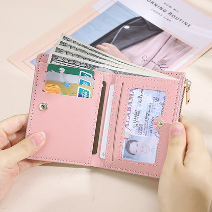 womens wallet short korean style vertical solid color zipper wallet