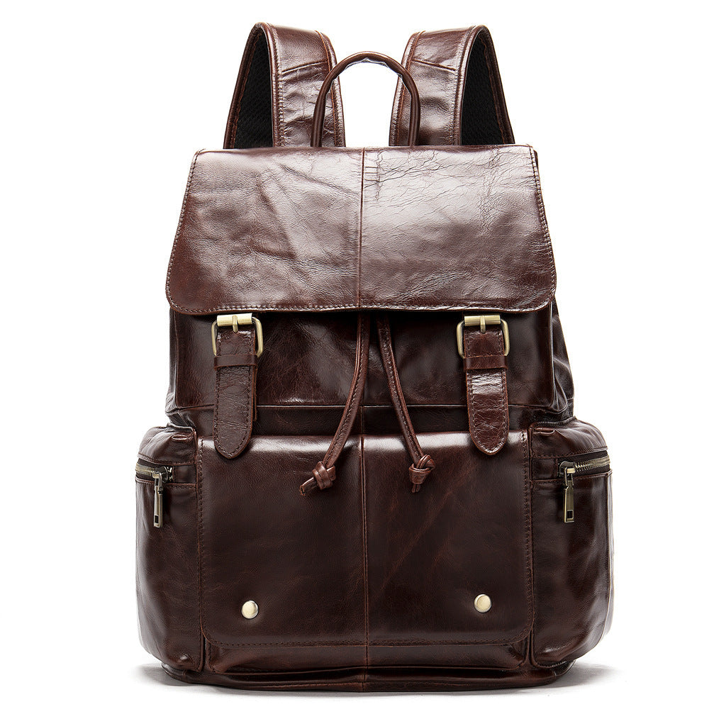 crazy horse leather flap backpack