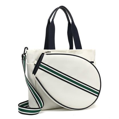 Canvas Striped Fashion Women's Sports Beach Portable Crossbody Tennis Racket Bag