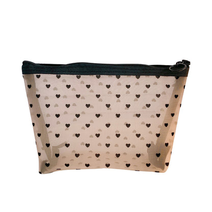 mesh cosmetic love storage bag portable