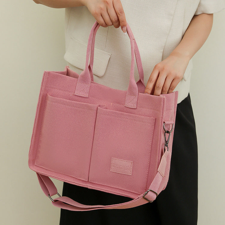 new canvas shoulder bag women large capacity multi pocket handbags casual crossbody shopper bags for students