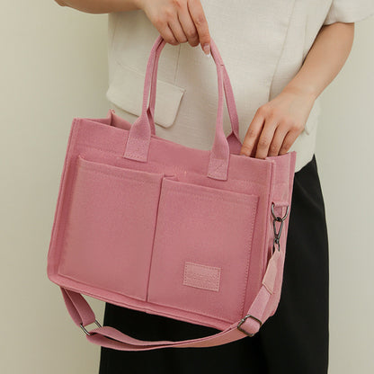 new canvas shoulder bag women large capacity multi pocket handbags casual crossbody shopper bags for students