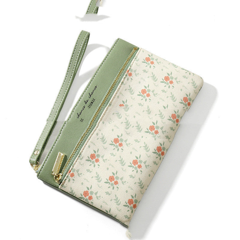 womens long wallet korean style large capacity hand zipper bag floral leather long purses and handbags women bags