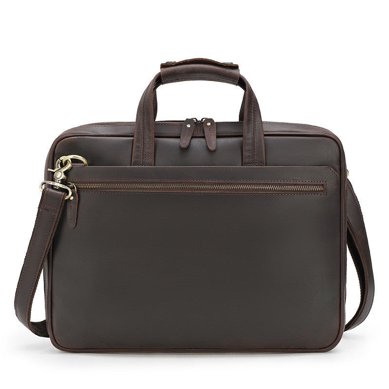 new retro crazy horse leather briefcase mens ultra thin business handbag