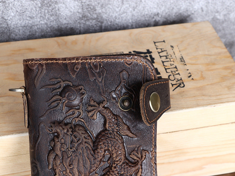 fashion vintage crazy horse leather mens wallet embossed