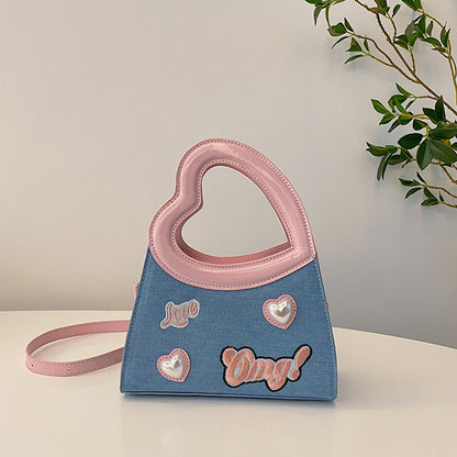 Special-interest Design Love Handbag Contrast Color Fashion