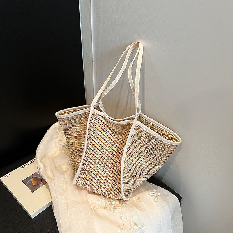 handbag all match one shoulder straw woven