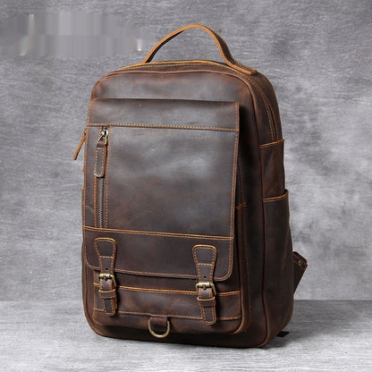 retro crazy horse capacity first layer leather backpackage