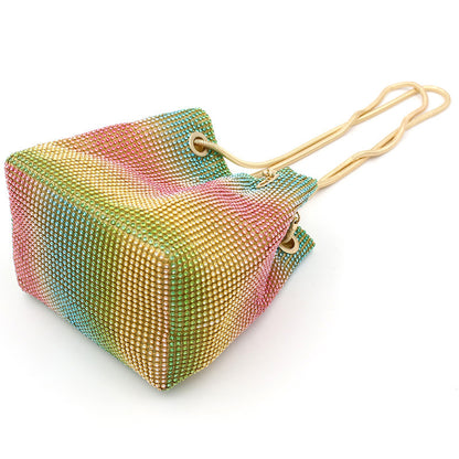 net red rainbow bucket diamond bag