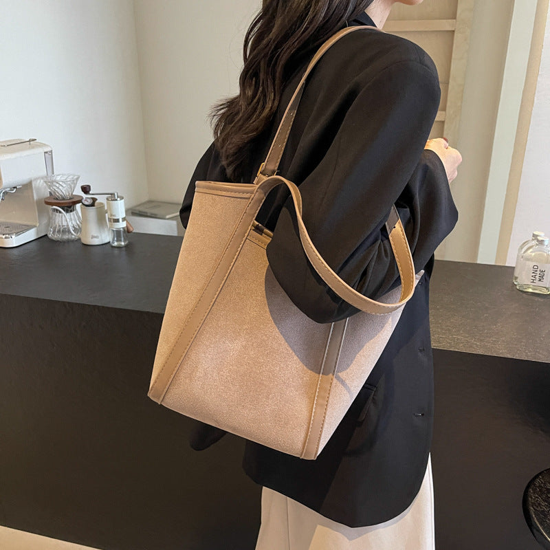 womens casual large capacity retro frosted handbag