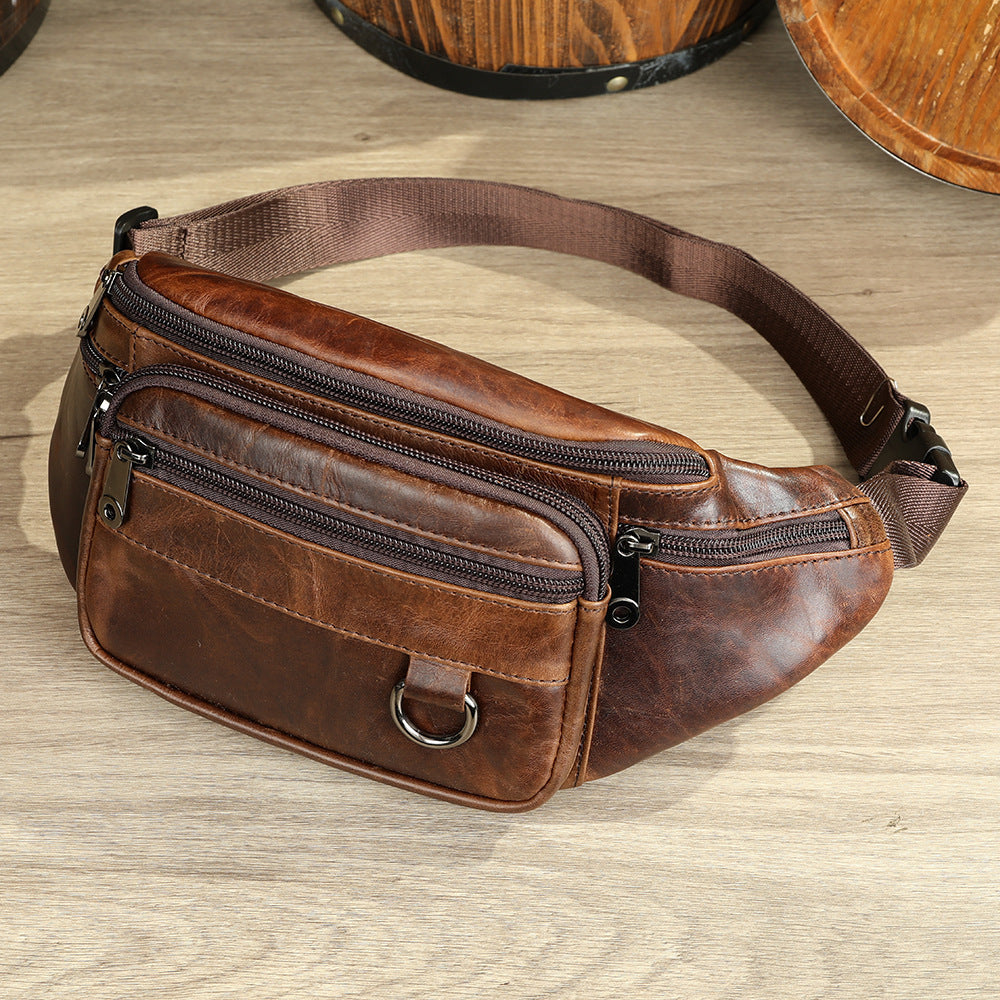 mens sheepskin mobile phone waist bag sports leisure