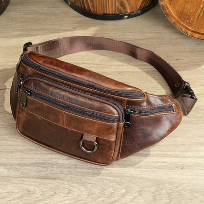 mens sheepskin mobile phone waist bag sports leisure