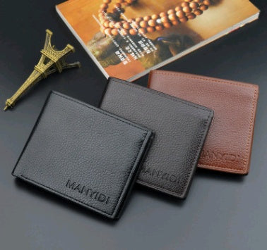 new wallet mens short driving license wallet fashion lychee pattern 3 fold thin section business mens youth soft wallet