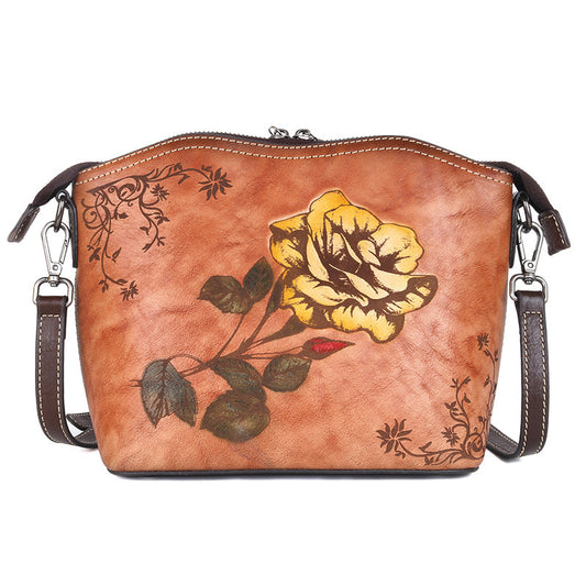 one shoulder womens bag with head leather