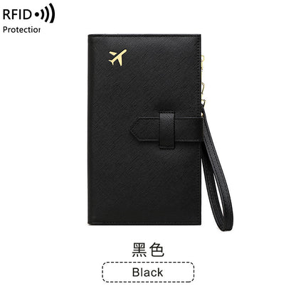 rfid anti magnetic passport holder multifunctional long ladies wallet