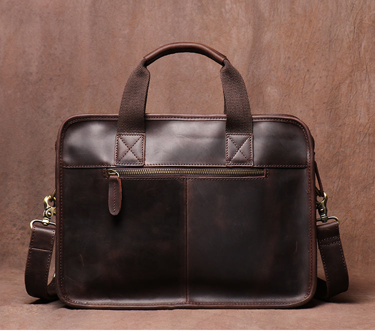 mens retro handmade first layer cowhide portable briefcase