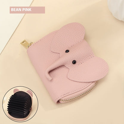 leather organ card holder bags creative elephant zipper wallet fashion bag