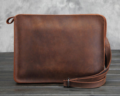 mens business leather shoulder bag