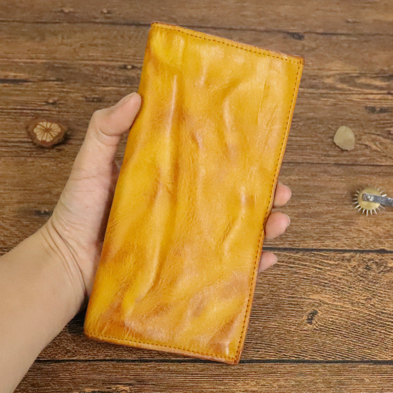 handmade old pleated long wallet men