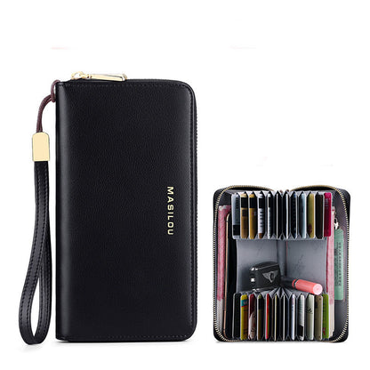 long multi card large capacity leather mens wallet