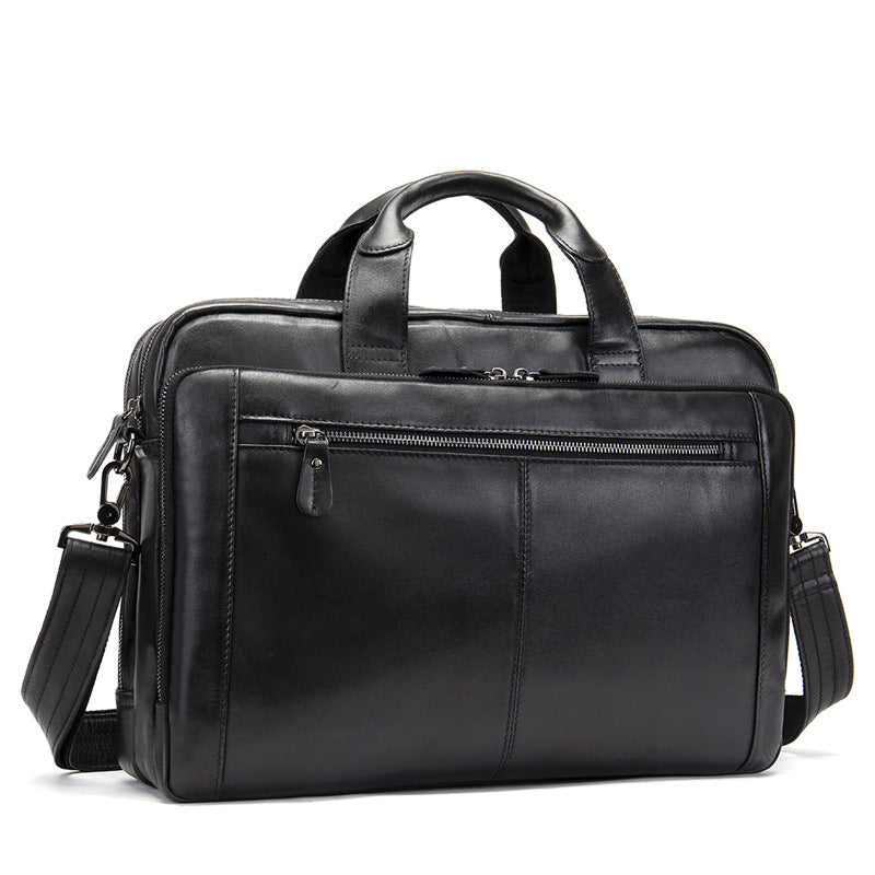 mens hand carrying genuine leather briefcase