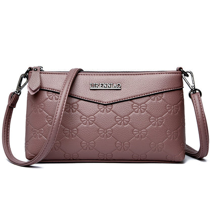 embossed pu texture middle aged and elderly shoulder messenger bag