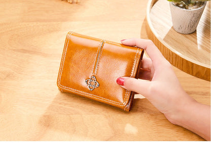 womens short trifold vintage wallet