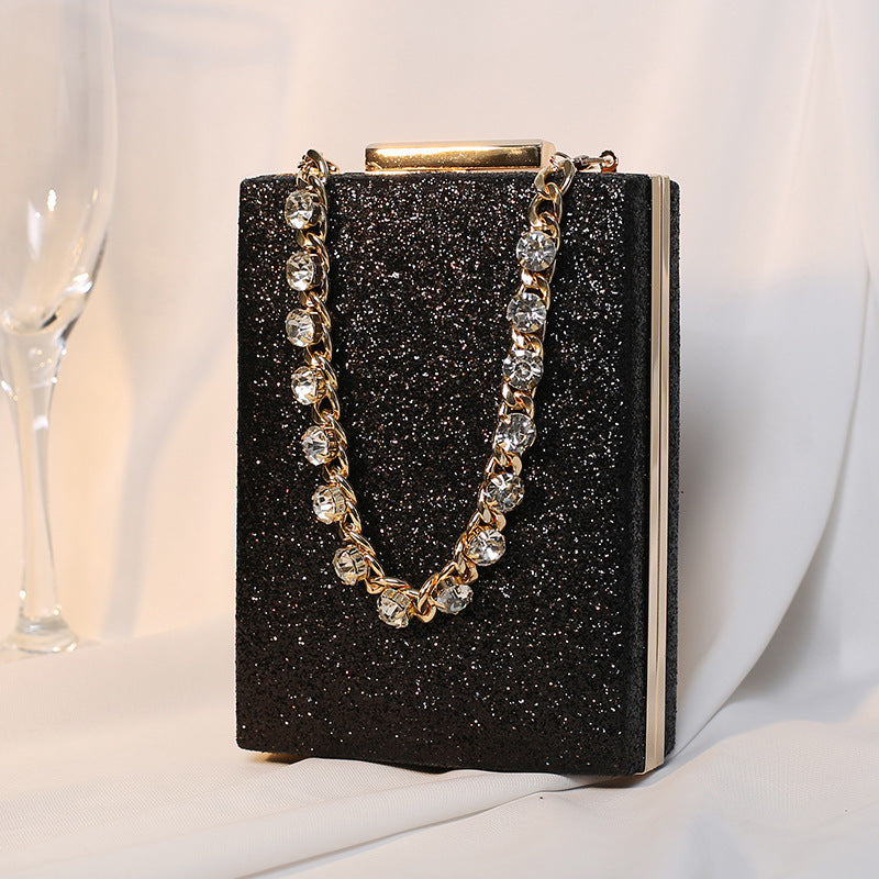 new style dinner bag with rhinestone chain portable messenger small square