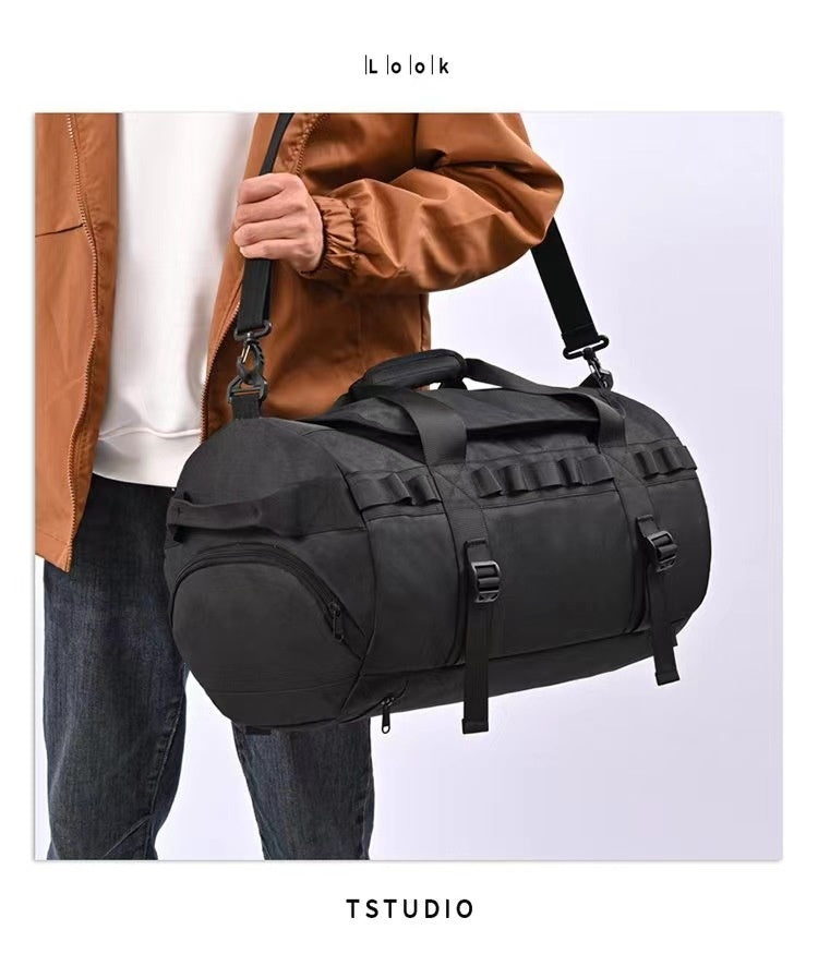 mens large capacity outdoor camping hiking bag portable cross body shoulders dry wet separation mens storage