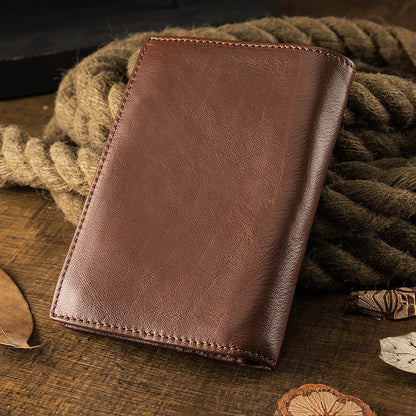 mens handmade literary vertical leather wallet