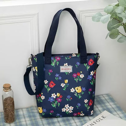 versatile large capacity floral canvas crossbody shoulder bag
