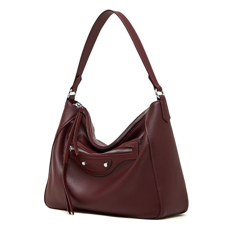 Large-capacity Crossbody Bag Made Of Genuine Leather For Women