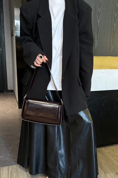 fashion winter all matching oil wax leather shoulder underarm bag
