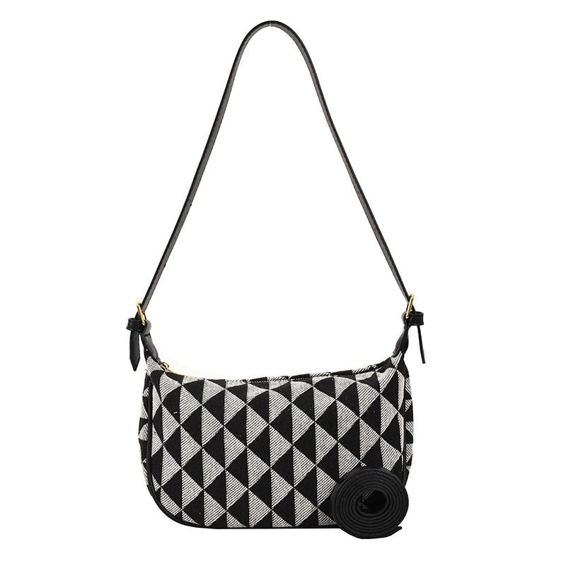 one shoulder canvas rhombus triangle bag