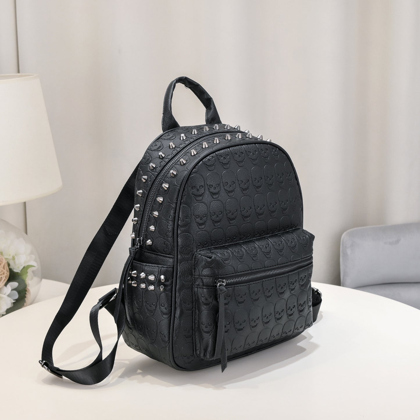 rivet soft leather leisure commute backpack