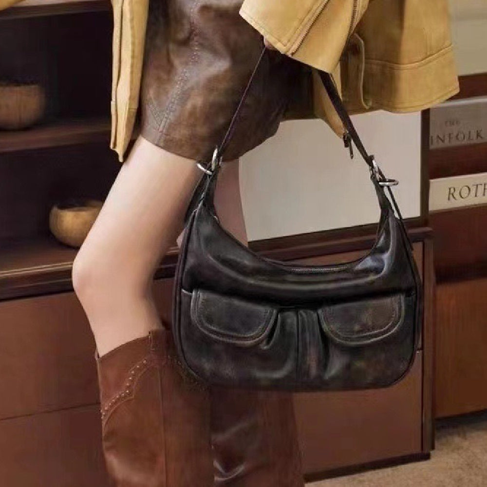 one shoulder maillard distressed underarm bag women